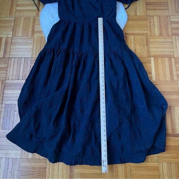 MOON RIVER Navy Blue Tiered Puff Sleeve Midi Dress - Size M - Picture 10 of 10